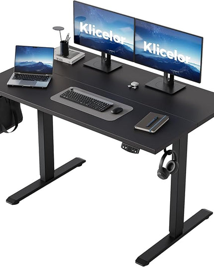Klicelor 48 Inch Electric Standing Desk, Height Adjustable Office Desk, Sit Stand Up Computer Desk with Memory Preset, Two-Piece Desktop, Black