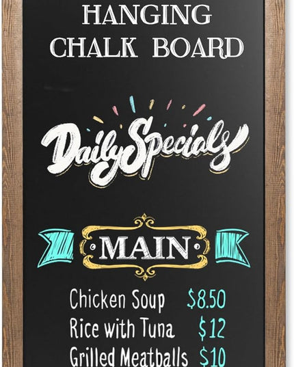 Ilyapa Extra Large Black Magnet Board for Wall - 58 x 25 Inch Wood Wall Hanging Menu for Restaurant, Food Truck, Kitchen or First Day, Barnwood Color