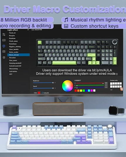 AULA F99 Pro Wireless Mechanical Keyboard with Knob,Creamy Sound,Tri-Mode BT5.0/USB-C/2.4GHz Hot Swappable Keyboard,Gasket Structure,RGB Backlit Computer Gaming Keyboards
