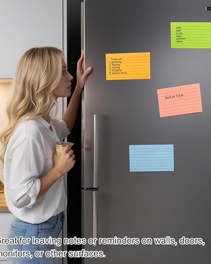 9 Pack Lined Sticky Notes 3x5 in Large Sticky Notes, 9 Bright Multi Colors Self Big Sticky Notes Pad Its, Strong Adhesive, Sticky Note Large for Notebook, Office, School and Home