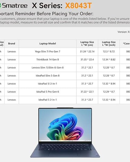 Smatree Hard EVA Protective Sleeve Compatible for 14 inch Lenovo ThinkBook 14 Gen 8, for Lenovo Slim 7i, for IdeaPad Slim5 Gen8, IdeaPad 5/5i 2-in-1/5 Pro Gen 6, for Yoga Slim 7i/6i, White (X8043TW)