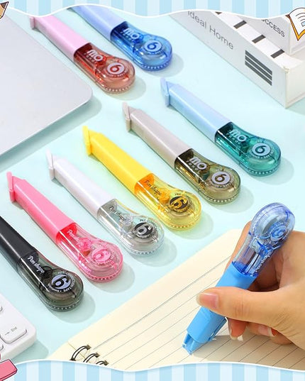 auroray 18 Pack Correction Tape Pens 1/5" X 236", 9 Color Correction Tape Pens Easy to Use Applicator for Instant Correction Students School Office Supplies