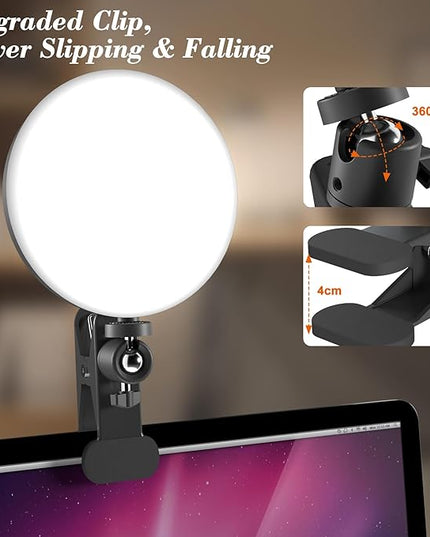 Light for Video Recording, 3 Color & 5 Brightness Video Light Clip on Desktop Monitor, Timer Setting with USB Plug Webcam Light for Meeting, Video Calls, Remote Working, Live Streaming - 6.3''