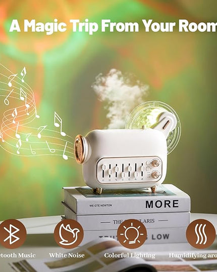 White Noise Machine with Humidifier,Essential Oil Diffuser Water Ripple Light Projector&Bluetooth Speaker - Portable Sleep Sound Therapy, 7 Natural Sounds Style DIY Mixer
