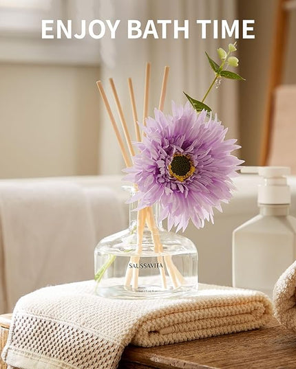 Reed Diffusers Set Lavender Scent with Transparent Bottle, 7.10 oz Diffusers for Home with 7 Diffuser Sticks, Reed Diffuser for 120 Days, Long Lasting Scent for Bedroom, Spa and Sleep Support