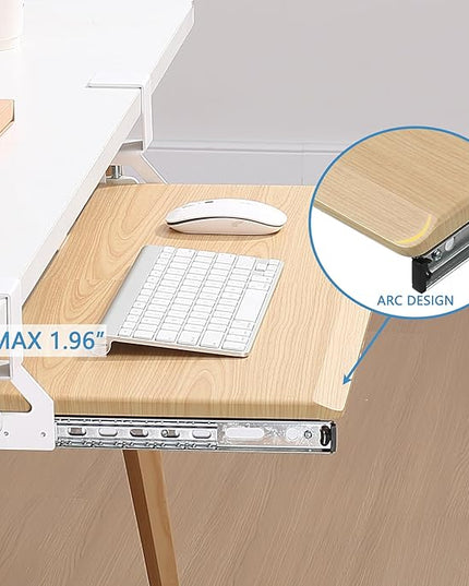 ETHU Keyboard Tray Under Desk, Pull Out Keyboard & Mouse Tray with C-clamp, Ergonomic Desk Keyboard Tray Slide Out, Pull Out Platform Drawer for Home and Office（Oak）