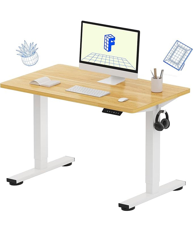 FLEXISPOT EN1 One-Piece Standing Desk, 40"x24" Seamless Desktop Electric Height Adjustable Desk for Home Office, Multi-Monitor Setups & Easy Assembly, Maple