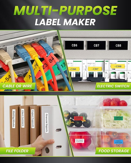 Vixic Label Maker Machine, H1100 Label Makers with Backlit Screen, Portable Label Maker Waterproof-Labels Handheld Labeler with Keyboard, Industrial Labeling Machine for Cable Wire Network