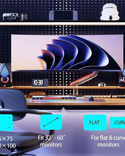 NB Gaming Monitor Arm or for 32 to 60 Inches Screen, Load up to 20 kg, VESA 75/100, RGB-Light, Heavy Duty, Multi Angle Adjustable, Premium Aluminum, Red