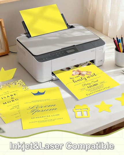 40 Sheets Cardstock 8.5x11, 65lb Lemon Yellow Card Stock, Construction Paper, 180gsm Thick Printer Paper for Printing, Painting, Card Making, Kids School Supplies,Party Decorations