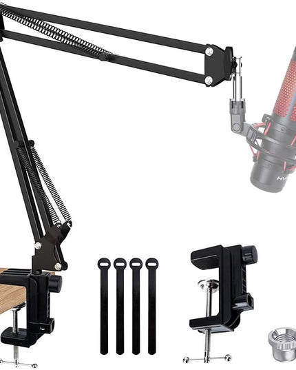 QuadCast Boom Arm, Mic Arm for Blue Yeti HyperX QuadCast SoloCast Fifine AM8 and Most Microphone, Mic Stand Desk with 3/8" to 5/8" Adapter by SUNMON