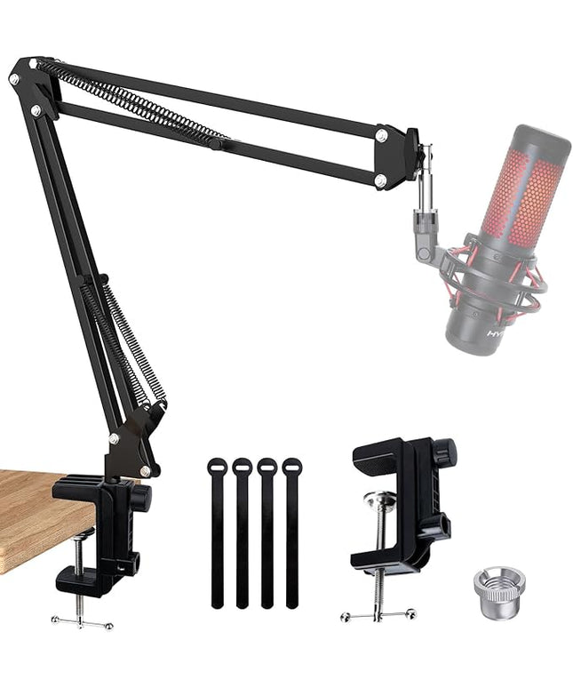 QuadCast Boom Arm, Mic Arm for Blue Yeti HyperX QuadCast SoloCast Fifine AM8 and Most Microphone, Mic Stand Desk with 3/8" to 5/8" Adapter by SUNMON