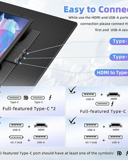 BKVOO 15.6" Laptop Screen Extender Monitor - Detachable Triple Monitor FHD 1080P IPS 120% sRGB 235° Rotation Travel Extra Screen Compatible with Wins Mac Chrome Dex Fits 13-17" Laptop