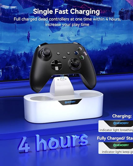 NEWDERY Charger Station for Xbox Wireless Controllers, Fast Charging Dock Single Charging Stand for Xbox One/Series X|S Controller