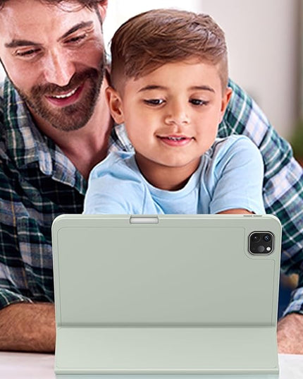 ZryXal iPad Pro 11 Inch Case (M5) 2025/ (M4) 2024 (Model: A2836/A2837/A3006), Trifold Stand Smart Cover with Pencil Holder and Soft TPU Back, Auto Wake/Sleep (Sega Green)
