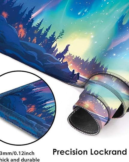 Galdas Gaming Mouse Pad XXL XL Large Long Extended Big Mousepad Non-Slip Rubber Keyboard Mouse Pad with Stitched Edges for Laptop Home Office (31.5x11.8x0.08 Inch) … (Aurora)