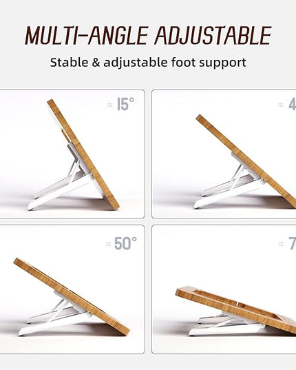 Bamboo Tablet Drawing Stand - Portable & Adjustable 5 Angles,Laptop Stands Riser, Book Reading Stand,Compatible with 9.7/10.2/10.5/10.9/11 inches