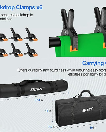 EMART 10X10 FT Green Screen Backdrop Kit, Photography Umbrella with 5500K Bulbs, 10X15 FT Green Backdrop with Spring Clamps, Professional Photography Lighting kit for Studio, Portrait, Video Shooting