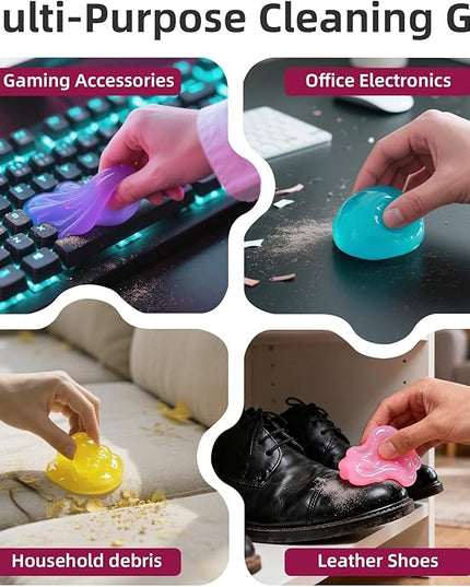 Car Cleaning Gel Reusable 4Pack - Dust Cleaning Putty Keyboard Slime for Car Interior Air Vent Cleaner, Auto Detailing Tools Accessories, Dust Remover Gifts for Men Women,Cleanings Gadgets,400g