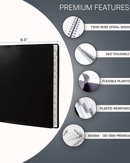 Ensight 2026 Appointment Book and Planner 8.5" x 11" Large Hourly Weekly Daily Schedule Book with Tabs, 15 Minute Time Slots, Black Calendar Organizer Jan 2026–Dec 2026 Appointment Planner - Black