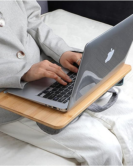 SUMISKY Portable Laptop Desk with Cushion and Phone Holder Bamboo Laptop Stand for Sofa Fits Up to 14 Inches
