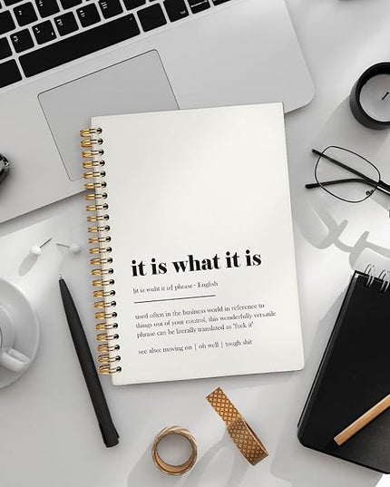 It is What It is Funny Notebooks for Work, Funny Office Gifts for Coworkers, Office Humor Gifts, Funny Office Supplies, Funny Hardcover Spiral Notebook 5.5x8.3 Inch