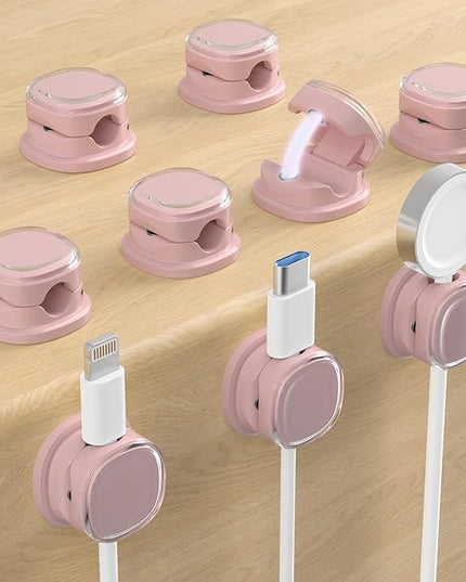 Magnetic Cable Clips, Adjustable Cord Holder Management, Adhesive Wire Keeper Organizer for Home Office Desk Phone PC Car Wall Desktop Nightstand Appliance (9-PCS Purple)