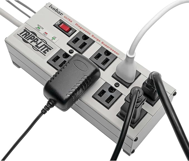 Tripp Lite ISOBAR8ULTRA Isobar 8 Outlet Heavy Duty Power Strip Surge Protector, 3840 Joules, 12ft Cord, Flat Plug, Metal Power Strip, Industrial Garage Work Shop Bench, Under Desk and Wall Mountable