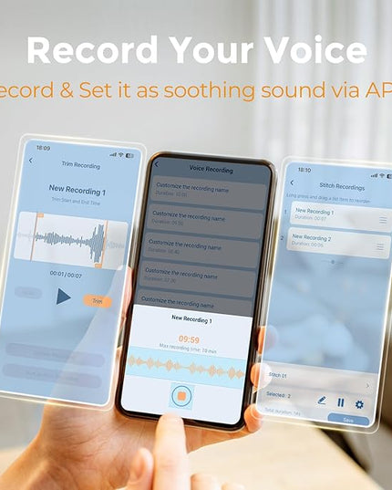 Gianna Portable White Noise Machine, Custom Recording, Free Updateable Sound Library, Rechargeable Sleep Machine with Light & Timer, Baby Sound Machine for Sleeping and Travel