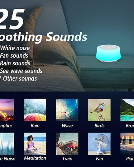Color Noise Sound Machines with 10 Colors Night Light 25 Soothing Sounds and Sleep White Noise Machine 32 Volume Levels 5 Timers Adjustable Brightness Memory Function for Adults Kids Baby