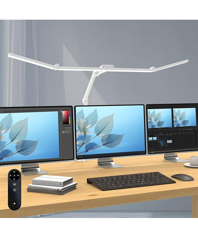 Micomlan 3000 Lumen Super Bright Led Desk Lamp for Home Office, 47Inches Long Architect Desk Lamp with Clamp, Dimmable Table Light with Adjustable Monitor Light Bar Tall Office Lighting for Computer