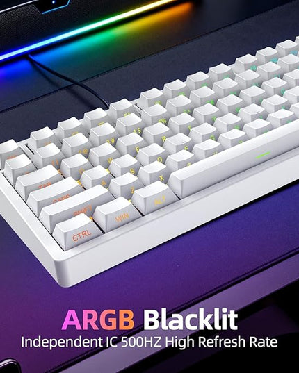 Mars75 Wired Magnetic Switch Keyboard, 75% Layout,0.001MM RT Accuracy, 8KHZ Polling Rate/Latency As 0.125MS/256KHZ Single Key Scan Rate/ARGB，Hot Swappable Gaming Keyboard(White)