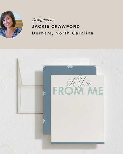 Minted To You From Me Stationery Set, Set of 10, Flat Note Cards & Envelopes for Invitiations and Handwritten Thank You Messages, Blue Star Backer Design, Gifts for Men or Women, Luxurious Paper