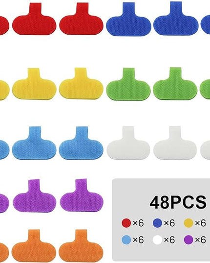 48 Pcs Cable Labels, 8 Colors Write On Cord Labels Self-Adhesive Nylon Wire Labels Identification Tags for Electronic Computers Cable Management