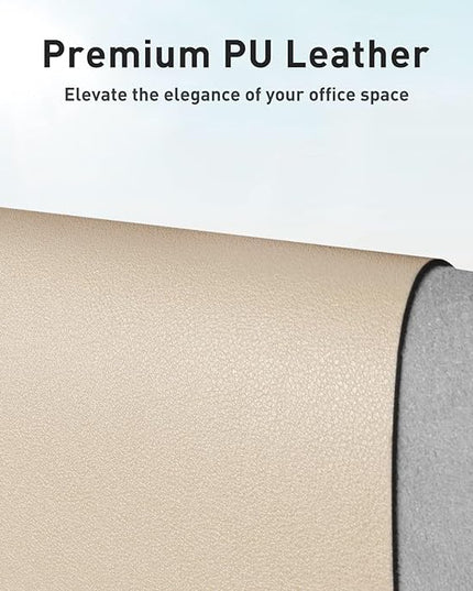 Aothia Leather Desk Pad Protector, Office Mat, Large Mouse Pad, Non-Slip PU Leather Blotter, Laptop Desk Pad, Waterproof Writing Pad for Office and Home (Beige, 31.5" x 15.7")
