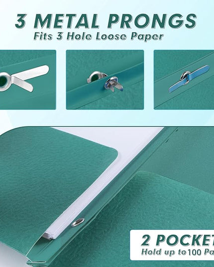 Two Pocket Folders, PANDRI 30 Pack Two Pocket Folders with Prongs, Designed for Office and Classroom, Assorted 5 Dark Colors 2 Pocket 3 Prong Folders