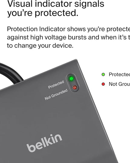 Belkin Power Strip Surge Protector with 8 Outlets, 6 ft Long Flat Plug Heavy Duty Extension Cord + Overload Protection for Home, Office, Travel, Compuer Desktop & Phone Charging Brick (3,550 Joules)