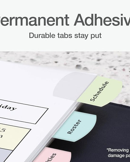 Redi-Tag Laser Printable Tabs, Permanent Index Tabs, Customizable Adhesive Labels, Assorted Pastel Colors, 1.125" x 1.25", 375 Per Pack (1006791)