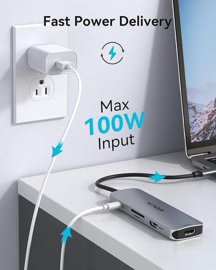 MOKiN USB C Docking Station Dual Monitor, USB C to Dual HDMI Adapter, 8 in 1 Laptop Docking Station with 2 HDMI(4K @60Hz), PD Charging, USB A&C 3.0 Ports, SD/TF for Dell/HP/Lenovo/Surface/Yoga etc