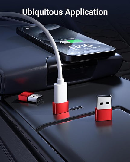Syntech USB C Female to USB A Male Adapter 3 Pack, Type C Charger Cable Power Adapter Compatible with iPad Air 7, iPhone 17/16/15/14/13 Pro Max, Apple Watch Series 10/9/8, Samsung Galaxy S20 etc, Red
