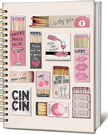 Vintage Preppy Aesthetic Spiral Notebook Journal, Pink Girly Notebook, Preppy Gifts for Women, Office Supplies, Hardcover Spiral Notebook 80 Sheets -160 Pages 5.5x8.3 Inch