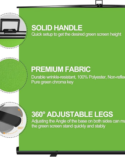 FUDESY 78.7 x 93in Extra Wide Large Collapsible Green Screen Chroma Key Panel, Portable Retractable Wrinkle Resistant Green Backdrop for Streaming, Tiktok, Auto-Locking Frame, Aluminum Hard Case