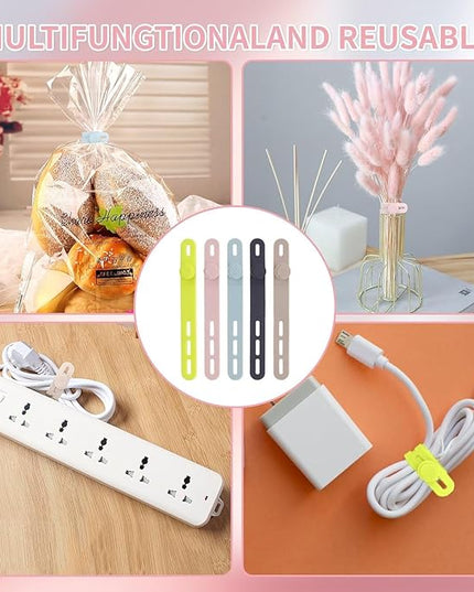 Oligei 100 Pcs Silicone Cable Ties, Cable Ties Reusable, High Elasticity Cord Wraps for Electrical Cords, Cord Organizer for Earphone, Phone Charger(Colorful)