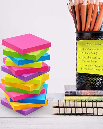 Sticky Notes 3x3 Self-Stick Notes Pads with 6 Bright Colors, Easy to Post for Office, School, Home, 6 Pads/Pack, 100 Sheets/Pad(Standard)