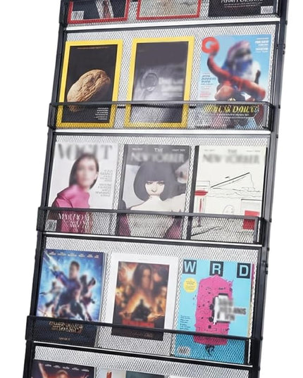 5 Layer Floor Magazine Rack Stand, 70"×27×13.6" Brochure Display Stand with 4 Universal Wheels, Detachable Magazine Display withTop Billboard, for Exhibitions, Shopping Malls, Hospitals, Offices