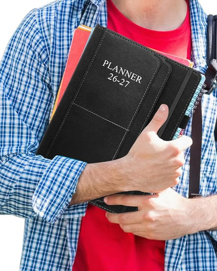 2026-2027 Planner - Weekly & Monthly Planner Runs from January 2026 to June 2027, 5.8" x 8.25", 18 Month Planners, 14 Notes Pages, Inner Pocket, PU Leather Hard Cover, Brown Monthly Planners 2026-2027