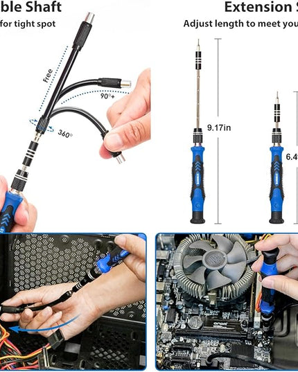 STREBITO Electronics Precision Screwdriver Sets 142-Piece with 120 Bits Magnetic Repair Tool Kit for iPhone, MacBook, Computer, Laptop, PC, Tablet, PS4, Xbox, Nintendo, Game Console