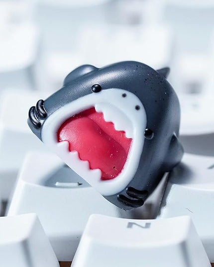 Cute Grey Shark Artisan Keycap R1 SA Profile Custom Sea Creatures Keycaps 1U ESC Handmade Cool Gaming Resin Key Cap Cherry MX Switch Compatible Mechanical Keyboard Sea Lover Gift