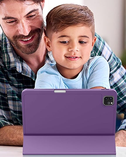 ZryXal iPad Pro 11 Inch Case (M5) 2025/ (M4) 2024 (Model: A2836/A2837/A3006), Trifold Stand Smart Cover with Pencil Holder and Soft TPU Back, Auto Wake/Sleep (Dark Purple)