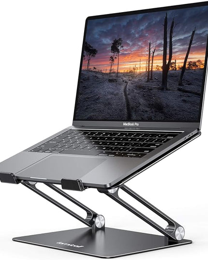 Lamicall Adjustable Laptop Stand, Portable Laptop Riser, Aluminum Laptop Stand for Desk Foldable, Ergonomic Computer Notebook Stand Holder for MacBook Air Pro, Dell XPS, HP (10-17.3'') - Black